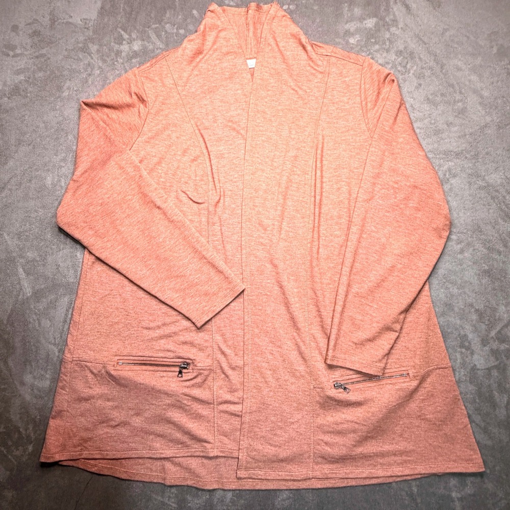 LOGO Lounge Lori Goldstein Cardigan Womens 2XL Open Front Zipper Pockets